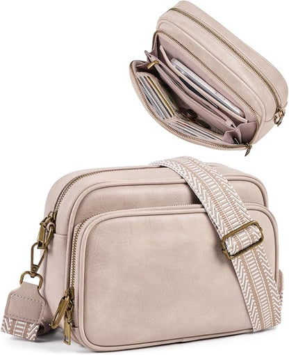 Crossbody Bags with Built-in Wallet, Anti-Theft Travel Purse with Card Slots, Trendy Vegan Shoulder Bag for Women Men