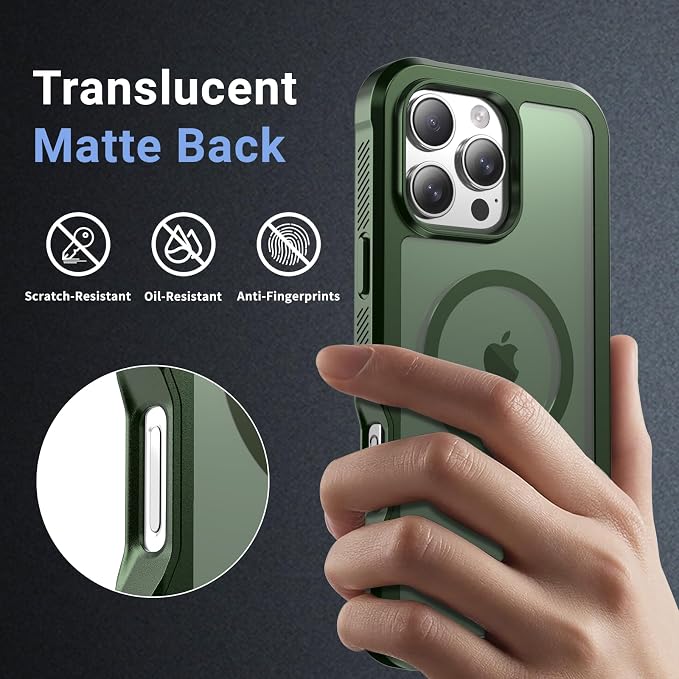 jaroco Magnetic for iPhone 16 Pro Max Case, [Compatible with MagSafe][Military Grade Drop Protection][Heavy Duty Protection][Non-Slip][Shockproof] 2-Layer Durable Bumper Phone Case 6.9''-Army Green