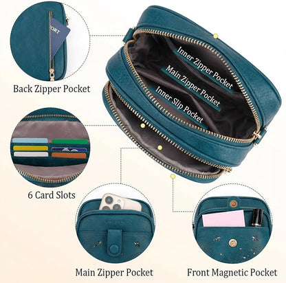 KITEVIUN Crossbody Bags for Women Leather Crossbody Purse Small Shoulder Phone Purse with Adjustable Strap & RFID Card Slots