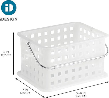 iDesign Portable Shower Caddy Basket with Handle for Dorm or Bathroom, Set of 3, Frost, Made in USA