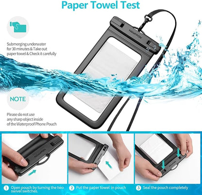 6 Pack 8.5" Waterproof Cell Phone Pouch - Underwater Dry Bag Case Lanyard - Water Proof Clear Holder Protector for iPhone 17 16 15 Pro Max Plus Samsung Galaxy S25 S24 Ultra Note for Beach Swimming
