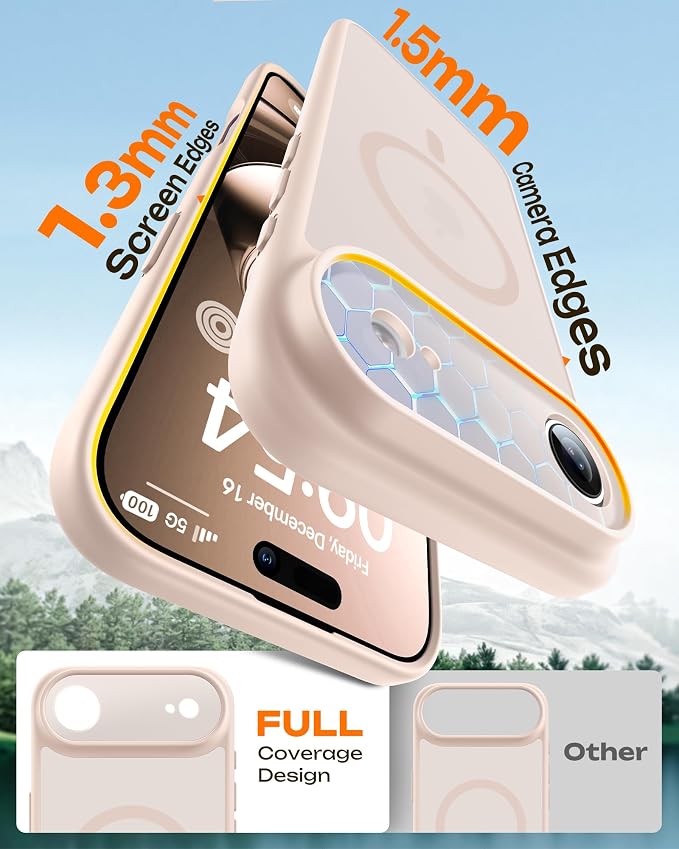 TOCOL for iPhone Air Case, Compatible with Magsafe Charger, Full Camera Protection, Drop Protection, Translucent Matte Phone Case for iPhone 17 Air 6.5 inch (Desert)