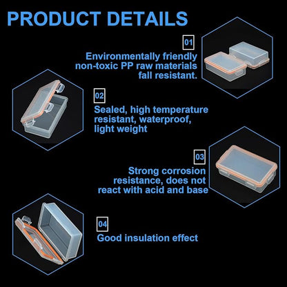 Heyiarbeit 2 x 18650 Battery Storage Case Holder Organizer Box Transparent 2Pcs