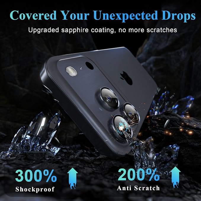 YWXTW Camera Lens Protector for iPhone 17 Pro/iPhone 17 Pro Max, [1 Step Installation Tray] Tempered Glass Screen Protector Metal Individual Camera Cover Accessories Case Friendly (Deep Blue-2Pack)