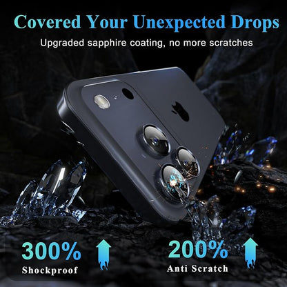 YWXTW Camera Lens Protector for iPhone 17 Pro/iPhone 17 Pro Max, [1 Step Installation Tray] Tempered Glass Screen Protector Metal Individual Camera Cover Accessories Case Friendly (Deep Blue-2Pack)