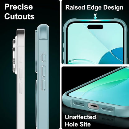 360° Magnetic Swivel Ring for iPhone 16 pro case, Built-in Metal Stand and Ring Holder, Magsafe Compatible, Military Grade Protection, Shock and Vibration Resistant-Lake Blue