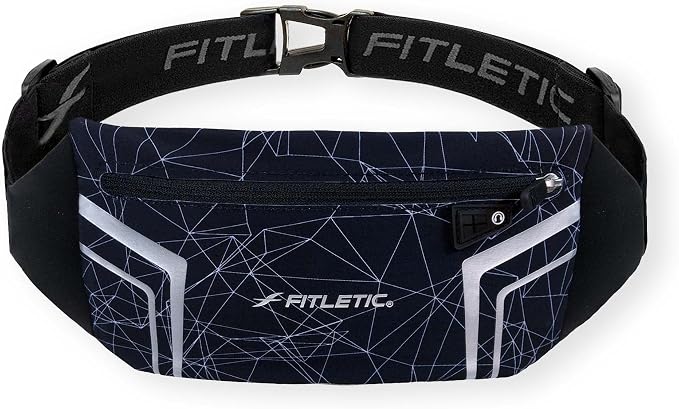 Fitletic Modern Sports Running Belt For Men & Women – Water Resistant Pouch - Fits All Smart Phones- Lightweight, Low Profile Design –Lycra Coated With Inner Card Organizer Pocket Black/Spider Print