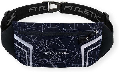 Fitletic Modern Sports Running Belt For Men & Women – Water Resistant Pouch - Fits All Smart Phones- Lightweight, Low Profile Design –Lycra Coated With Inner Card Organizer Pocket Black/Spider Print