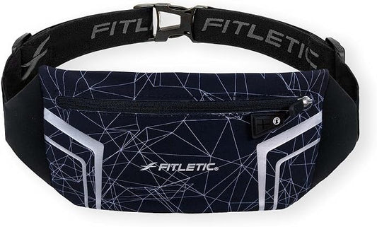Fitletic Modern Sports Running Belt For Men & Women – Water Resistant Pouch - Fits All Smart Phones- Lightweight, Low Profile Design –Lycra Coated With Inner Card Organizer Pocket Black/Spider Print