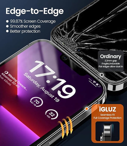 iGluz 4+2 Pack for iPhone 13 Pro Max Privacy Screen Protector with Camera Lens Protector 6.7 inch,9H+Tempered Glass[Military Grade Shatterproof &100% Anti-Spy],3D Micro-Curved Edges[Longest Durable]