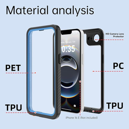 ANTSHARE for iPhone 16E Case, IP68 Waterproof with Built-in Screen Protector&Lens Protector [14FT Military Shockproof] Full Body Heavy Duty Protective Phone Case for iPhone 16E, Blue