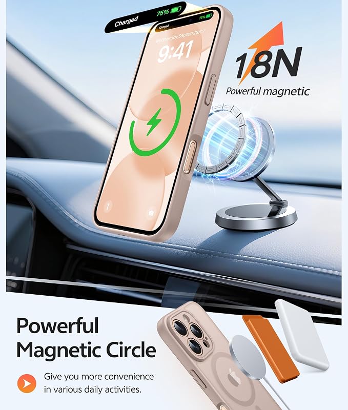 FNTCASE for iPhone 16 Pro Max Case: [Compatible with Magsafe] Translucent Matte Cases with [Full Camera Protection] [Screen Protector] Military Grade Shockproof Protective Phone Cover - Desert Gold