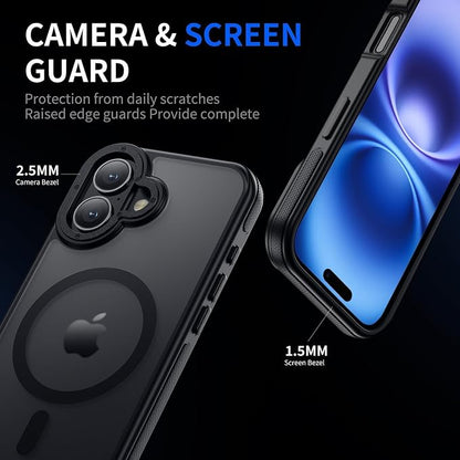 Strong Magnetic Case for iPhone 16 [2 Tempered-Glass Screen Protectors] Compatible with MagSafe Shockproof Slim Thin Cover 6.1 inch 16 Phone Case,Black Set