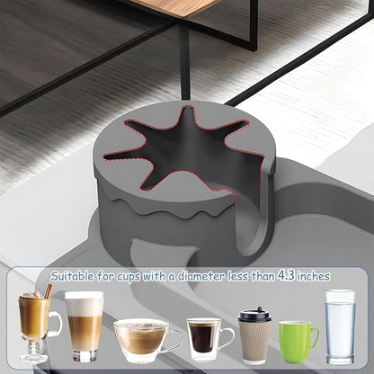 Silicone Couch Cup Holder, Anti-Spill Couch Arm Tray with Side Pockets, Sofa Armrest Tray, Couch Caddy for Drinks, Coffee, Snacks, Cellphone, Remote, Headphones, Glasses(Gray)