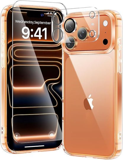 3 in 1 for iPhone 17 Pro Max Case Clear,Yellowing-Resistant Acrylic Back Screen Protector *1 & Camera Lens Protector*1, Shockproof for Phone Cover 6.9 inch