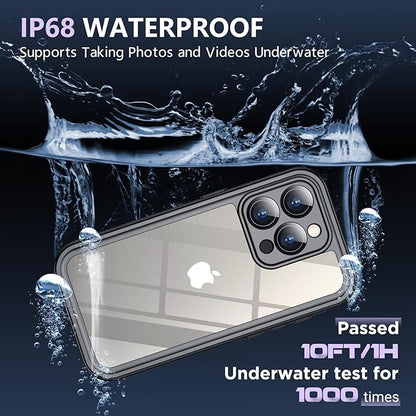 SPIDERCASE for iPhone 15 Pro Case Waterproof, [Built-in Lens & Screen Protector] IP68 Underwater, Full Body Sealed Protection [12FT Military Shockproof] Dustproof for iPhone 15 Pro Case 6.1", Black