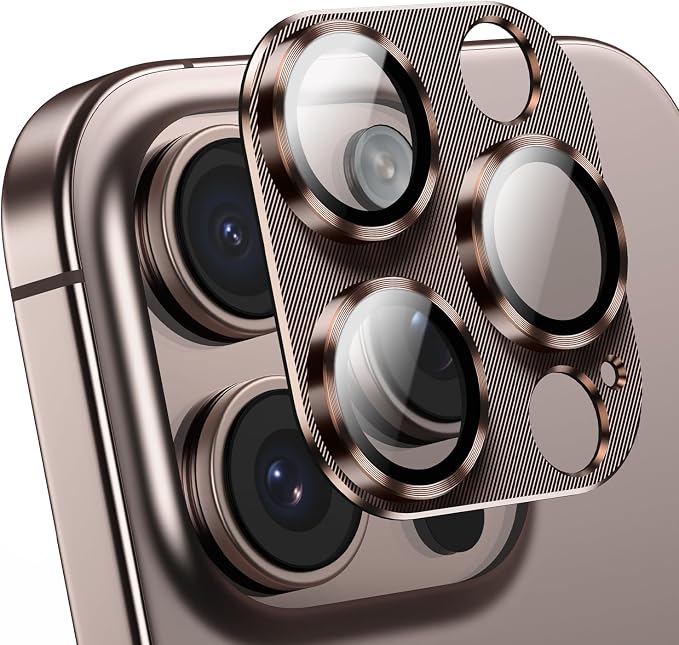 Korecase Camera Lens Protector for iPhone 16 Pro Max & iPhone 16 Pro, Tempered Glass Lens Film, Strong Adhesion, 9H Hardness Anti-Scratch Camera Rear Lens Protector 2024,Desert Titanium