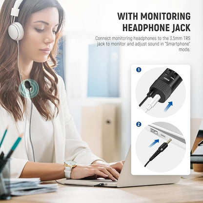 NEEWER 3.5mm TRRS Lavalier Lapel Microphone Plug & Play Mini Clip on Mic Omnidirectional Condenser for Camera Phone PC, Low Frequency Cut, Gain Control, Monitoring Headphone Jack, CM10