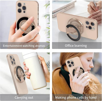RESPECTED BRO-Magnetic-Phone-Ring-Holder with Dual Rings, Compatible with iPhone 17/16/15/14/13/12, Multifunctional Stand for Office, Gym, Kitchen & All Metal Surfaces, Finger Loop Grip (Desert Gold)