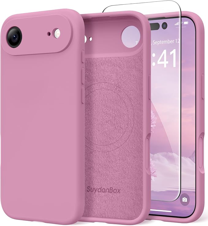 Magnetic for iPhone Air Case, Compatible with MagSafe, [Full Camera Protection][Screen Protector] Silicone Shockproof Protective Phone Case for iPhone 17 Air 6.5", Blackcurrant