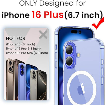 3 in 1 for iPhone 16 Plus Case Clear | with MagSafe,Screen Protector *1 & Camera Lens Protector*1, Military-Grade Protection