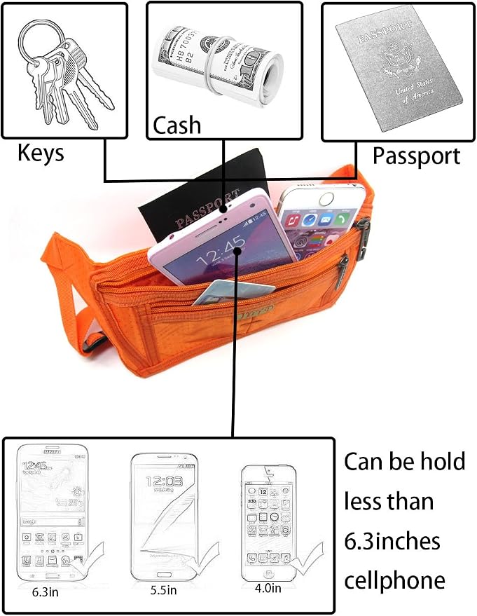 Naoki Outdoor Sports Running Jogging Cycling Hiking Camping Climbing Travel Ultra-thin Waterproof Polyester Waist Pack / Bag Runner Belt(Orange)