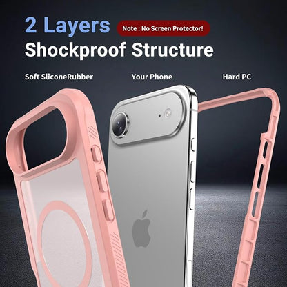 jaroco Magnetic for iPhone Air Case, [Compatible with MagSafe][Military Grade Drop Protection][Heavy Duty Protection][Non-Slip][Shockproof] 2-Layer Durable Bumper Phone Case 6.5''-Pink