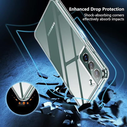 SPIDERCASE Designed for Samsung Galaxy S22 Case, [10 FT Military Grade Drop Protection], 2 Pack [Tempered Glass Screen Protector+Camera Lens Protector] Heavy Duty Shockproof Case, Clear
