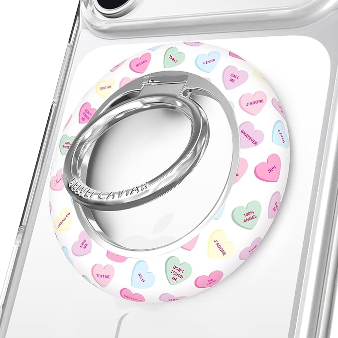 VELVET CAVIAR Compatible with MagSafe Phone Grip 2.0 | Cute Magnetic Ring Holder | Finger Loop Kickstand | Pop On Accessory for iPhone 17, 16, 15, 14, 13, 12 | Sweet Hearts