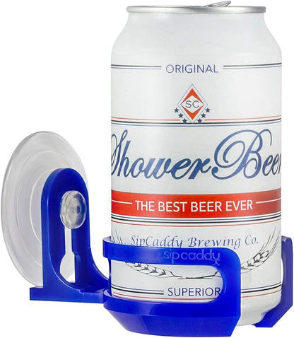 Bath & Shower Portable Cupholder Caddy for Beer & Wine Suction Cup Drink Holder, Blue