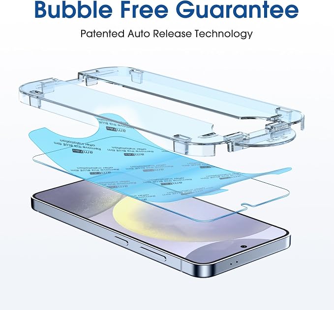 amFilm Auto-Alignment OneTouch for Samsung Galaxy S24+ Plus 6.7" Screen Protector + Camera Lens Protector, Tempered Glass, 30 seconds Installation, Bubble Free, Case Friendly, Anti-Scratch [2+2 Pack]