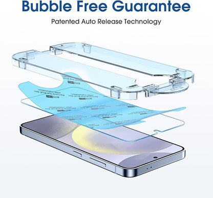 amFilm Auto-Alignment OneTouch for Samsung Galaxy S24+ Plus 6.7" Screen Protector + Camera Lens Protector, Tempered Glass, 30 seconds Installation, Bubble Free, Case Friendly, Anti-Scratch [2+2 Pack]