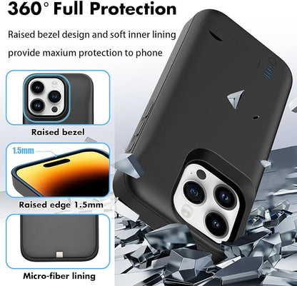 Battery Case for iPhone 14 Pro, Real 6500mAh Extended Charging Case with Kickstand Portable Rechargeable Charger Cover for iPhone 14 Pro (6.1 inch) - Black