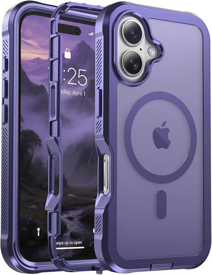 jaroco Magnetic for iPhone 17 Case, [Compatible with MagSafe][Military Grade Drop Protection][Heavy Duty Protection][Non-Slip][Shockproof] 2-Layer Durable Bumper Phone Case 6.3''-Dark Purple
