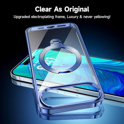 [Tri-Shield Protection] for iPhone Air Case with 360° Spin Stand Compatible with MagSafe [Magnetic CD Ring] [Screen & Camera Lens Protector] Shockproof Plating Never-Yellowing, Blue-6.5"