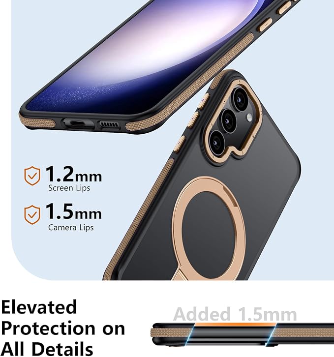 for Samsung Galaxy S23 Plus Case, Magnetic Adjustable Ring Stand [Fit for Magsafe], [Military-Grade Shockproof Protection] Phone Case with Kickstand&Ring Holder (Desert Gold)
