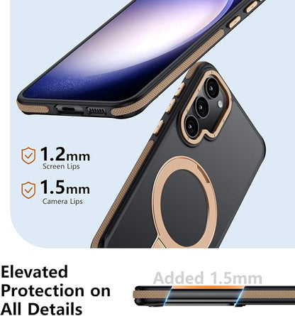 for Samsung Galaxy S23 Plus Case, Magnetic Adjustable Ring Stand [Fit for Magsafe], [Military-Grade Shockproof Protection] Phone Case with Kickstand&Ring Holder (Desert Gold)