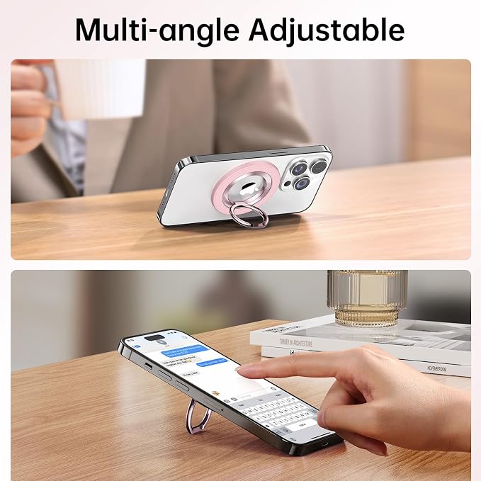 SYNCWIRE Magnetic Phone Ring Holder for MagSafe, 360° Rotation Cell Phone Grip Stand Finger Ring Kickstand Two-Sided Magnet Compatible with iPhone 17 Pro Max 16 15 14 13 12 MagSafe Accessories