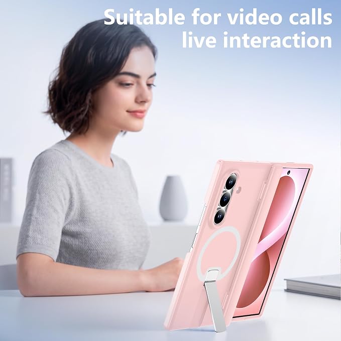 For Samsung Galaxy Z Fold 8 Ultra Case with Kickstand & Screen Protector | MagSafe-Compatible,Military Grade Drop Tested Non-Slip Slim Shockproof Case for Samsung Galaxy Z Fold 8 Ultra-Sakura Pink