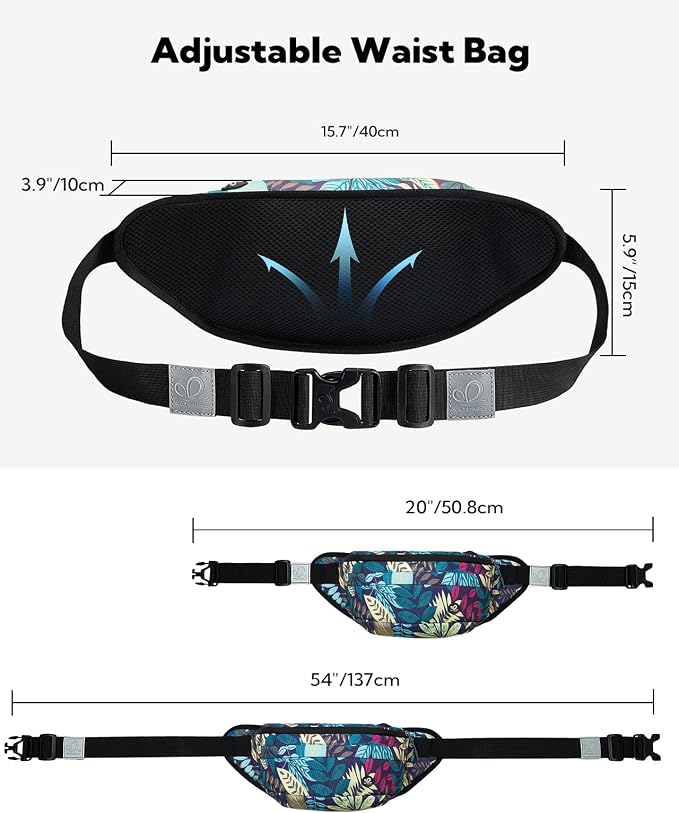 WATERFLY Running Belt Fanny Pack: Runner Marathon Jogging Waist Pack Sport Workout Exercise Fitness Phone Holder Belt for Men Women Jogger Slim Waistband Black