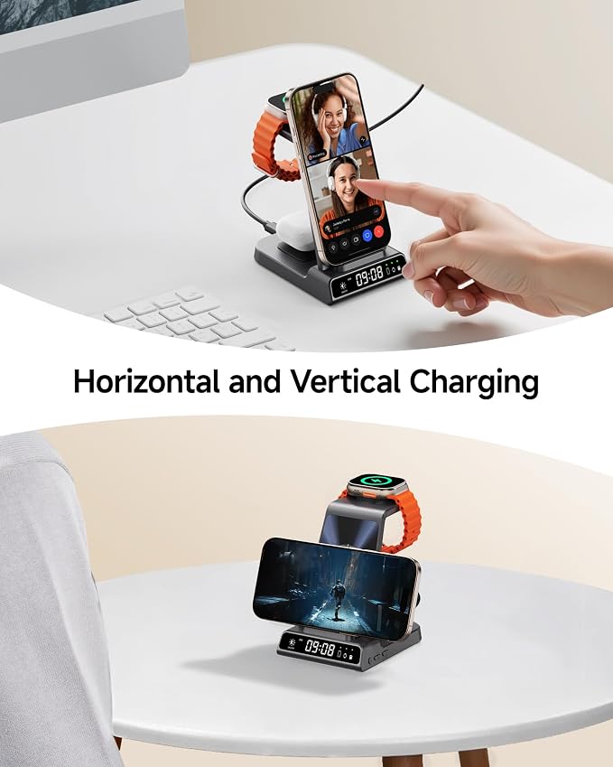 Wireless Charger for Apple Devices, 3 in 1 Wireless Charging Station Dock for iPhone Air/17 Pro Max/17 Pro/16/15/14/13, Apple Watch Charger for iWatch Ulltra 3/11/10/9/8/7/SE, AirPods Pro 3/4/3