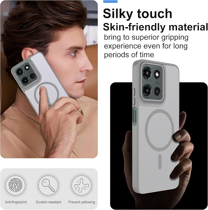 for Motorola Moto G 2025/2026 Case & Moto G PIay 2026 Case[Compatible with Magsafe] Translucent Matte Magnetic,Slim Thin Duty Shockproof with Screen Protector for G 5g 2025/2026 & G PIay 2026-Gray