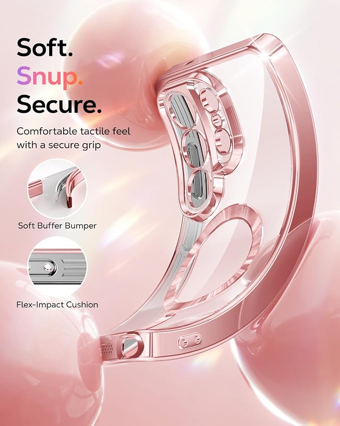 Meifigno Magnetic Case Designed for Samsung Galaxy S26 Ultra 6.9", [Compatible with MagSafe] [Removable Glitter Card & Wrist Strap], Surround Lens Protection Case for Galaxy S26 Ultra, Rose Gold