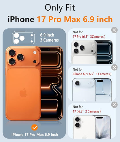 FNTCASE for iPhone 17 Pro Max Case: [Compatible with Magsafe] Integrated Silicone Phone Cases with [Full Camera Protection] [Screen Protector] Military Grade Shockproof Protective Cover - Full Gray