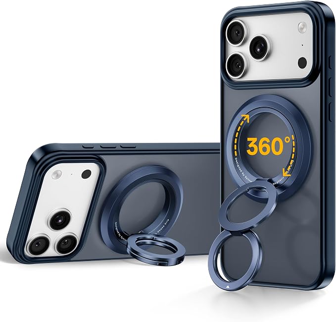 SYNCWIRE for MagSafe Ring Phone Holder, 360° Rotation Magnetic Cell Phone Grip Dual-Sided Magnets Phone Ring Kickstand Compatible with iPhone 17 16 15 14 13 12 Pro Max MagSafe, Android, Samsung etc.
