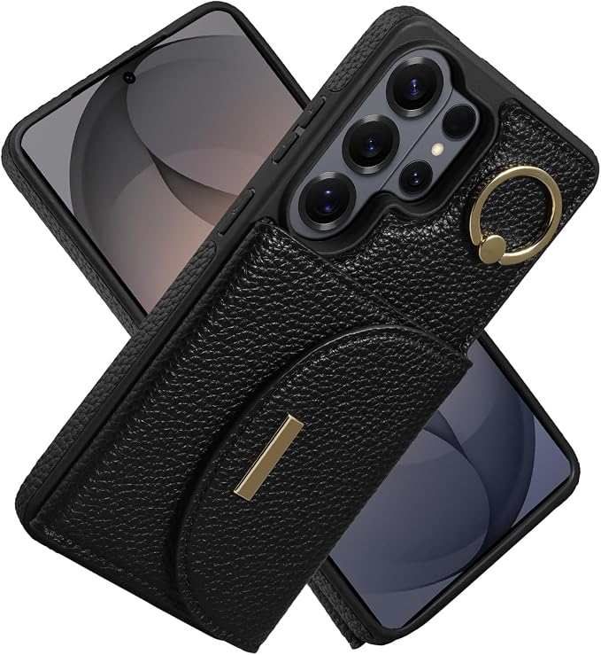 Keallce Wallet Case for Samsung Galaxy S26 Ultra 6.9'', Flip Case with RFID Blocking Card Slots, Ring Holder Kickstand, PU Leather Protective Folio Cover for Women, Black