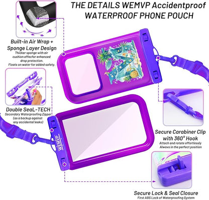 Personalized Initial Waterproof Phone Pouch Case - IPX8 Cellphone Dry Bag with Lanyard for iPhone 16/15/14/13/12 Pro Max (6.1–6.9"), Beach & Cruise Ship Essentials with Monogrammed Design (Purple, M)