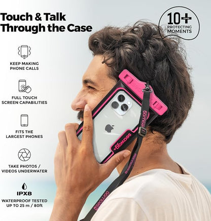 SEAWAG Next Waterproof Phone Case with Lanyard, Floating IPX8 Pouch for iPhone 17 16 Pro Max 15 14 13 12 11 and Samsung Galaxy S25 S24, Beach Cruise Travel Essentials, 1 Pack Pink