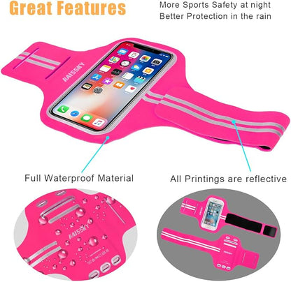 Running Sports Arm Band Strap Holder Pouch Case for Running Camping Cycling Workout Fits iPhone 6/7/8Plus Android Samsung Galaxy up to 5.5in (Pink)