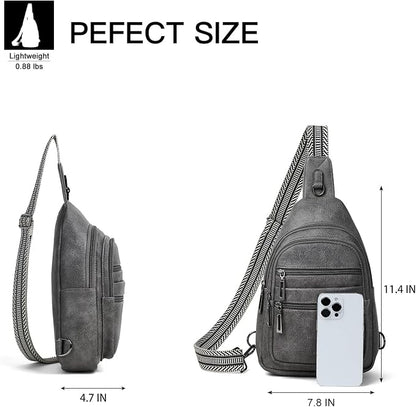 Leresas Sling Bag for Women Crossbody Bags Sling Purse Cross Body Backpack Vegan Leather Over Shoulder Bag Travel Handbag Gifts Dark Grey